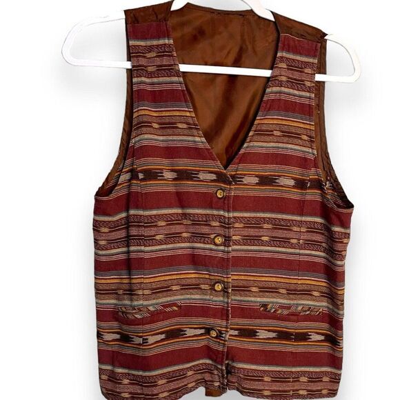 QT Apprel Southwestern Button Front Vest Women's Small Multicolored Retro Casual - Picture 1 of 9